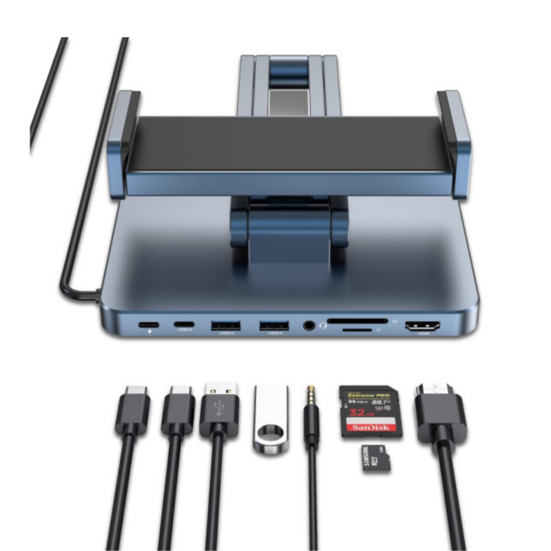 WiWU AH801 Adjustable 8-in-1 USB-C Tablet Hub Stand