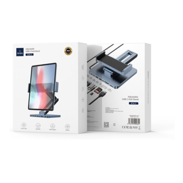 WiWU AH801 Adjustable 8-in-1 USB-C Tablet Hub Stand