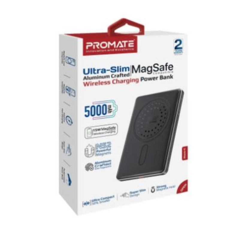 Promate 5000mAh Ultra-Slim Aluminum Crafted MagSafe PowerBank
