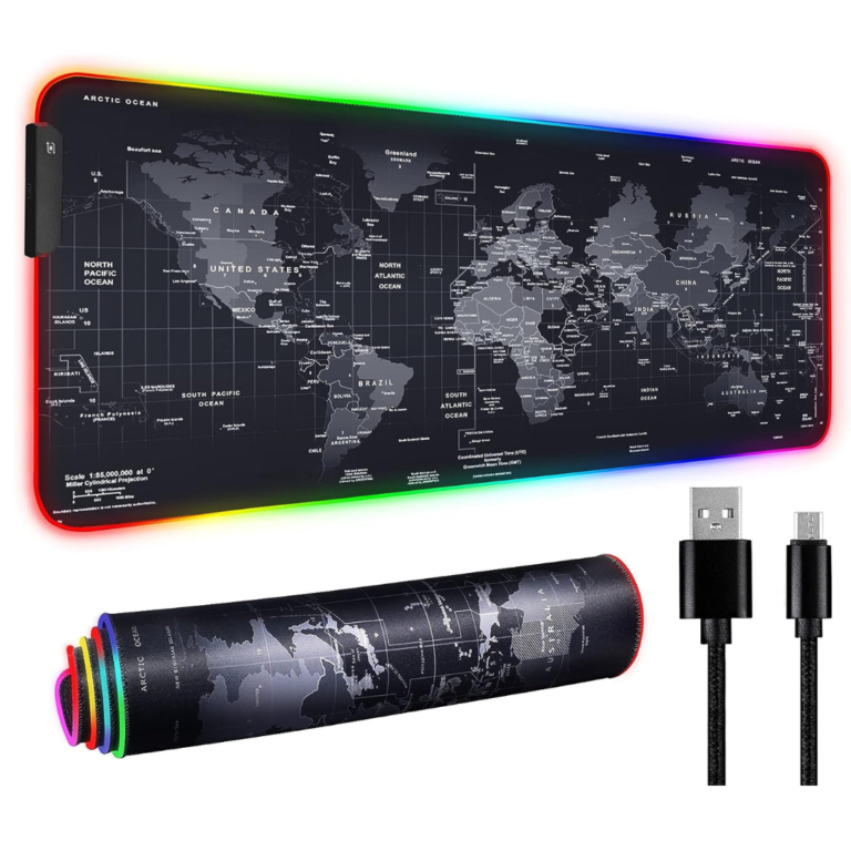 World Map RGB Gaming Mouse Pad