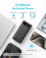 Anker Power Bank (20,000mAh, 87W, Built-in USB-C Cable)