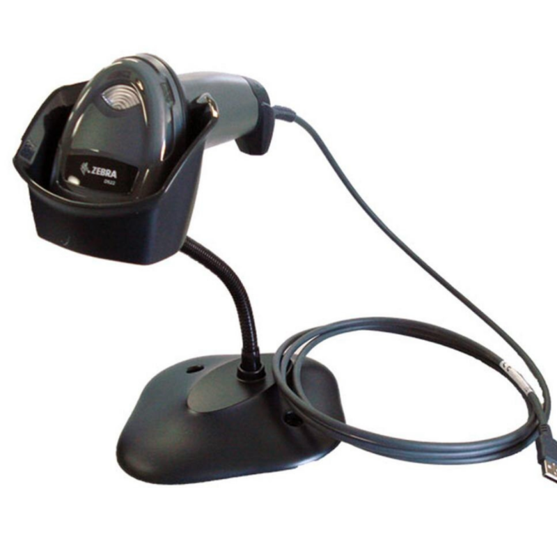 Zebra DS2208-SR Scanner with Black USB Kit with stand