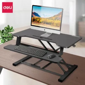 DELI 90006 Sit and Stand Elevated Computer Desk-Black