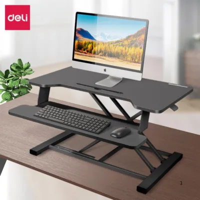 DELI 90006 Sit and Stand Elevated Computer Desk-Black