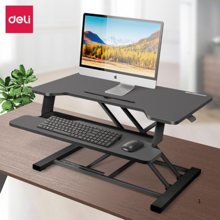 DELI 90006 Sit and Stand Elevated Computer Desk-Black
