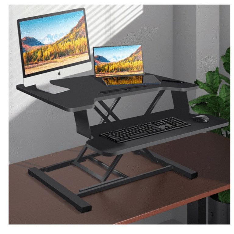 DELI 90006 Sit and Stand Elevated Computer Desk-Black