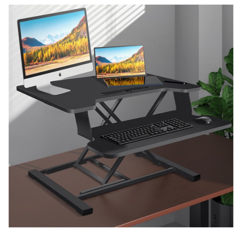 DELI 90006 Sit and Stand Elevated Computer Desk-Black