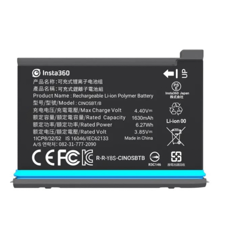 1630mAh Capacity: Provides reliable power for extended filming sessions with the Insta360 ONE X2 camera. Compact Design: Lightweight and fits seamlessly into the camera for easy use and storage. Optimized for Insta360 ONE X2: Ensures efficient performance and consistent power during 360-degree recording. Quick Charging: Easily charges for minimal downtime between shoots. Perfect for Extended Shoots: Ideal for content creators who need extra power for long or remote filming sessions.