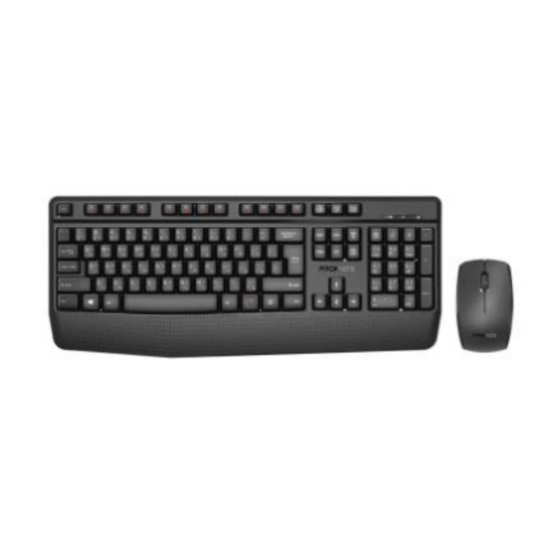 Promate Ergonomic Wireless Multimedia Keyboard with Palm Rest and Ambidextrous Mouse