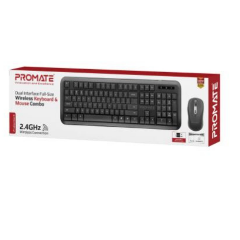 Promate Ergonomic Wireless Keyboard & Mouse Combo
