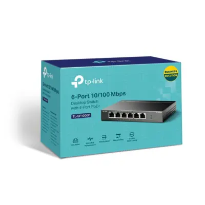TP-Link 6-Port 10/100Mbps Desktop Switch with 4-Port PoE+ -TL-SF1006P