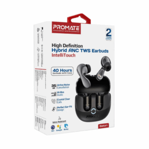 Promate High-Definition Hybrid ANC TWS Earbuds with IntelliTouch