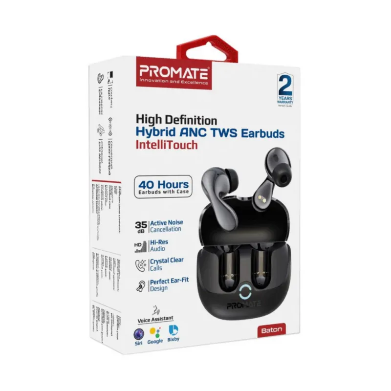Promate High-Definition Hybrid ANC TWS Earbuds with IntelliTouch