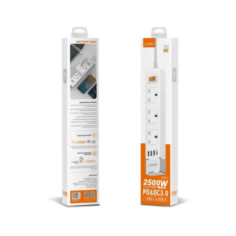 LDNIO SC5319 Multi Socket Extension Lead with 5 AC 3 USB Power Socket Plug Extender
