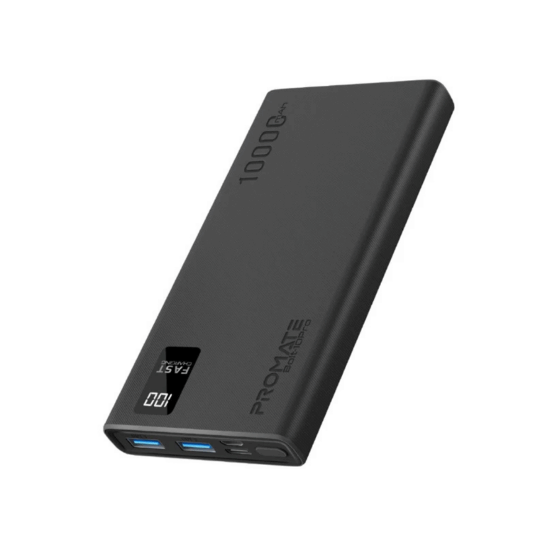 Promate 10000mAh Ultra Slim Compact Smart Charging Power Bank