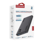 Promate 10000mAh Smart Charging Power Bank with 20W PD Dual USB-C and 22.5W USB-A Ports