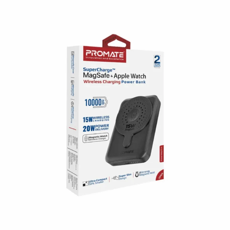 Promate 10000mAh SuperCharge MagSafe & Apple Watch Wireless Charging Power Bank