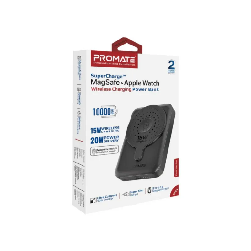 Promate 10000mAh SuperCharge MagSafe & Apple Watch Wireless Charging Power Bank