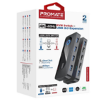 Promate 4K@60Hz KVM Switch with USB 3.0 Expansion