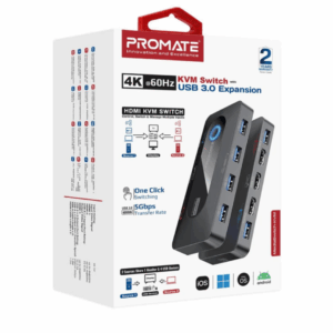 Promate 4K@60Hz KVM Switch with USB 3.0 Expansion
