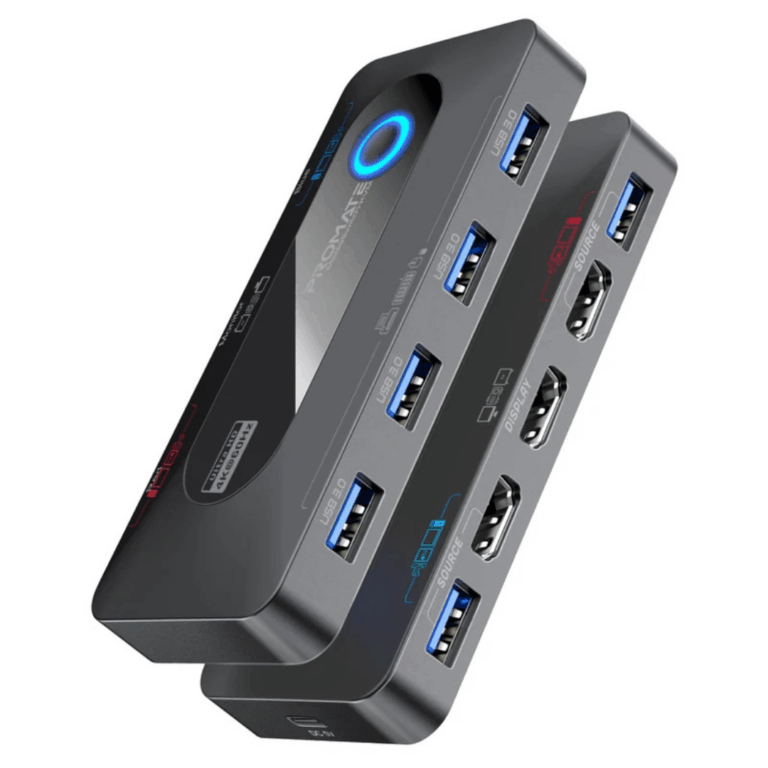 Promate 4K@60Hz KVM Switch with USB 3.0 Expansion