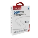Promate 20W Power Delivery Fast Charging USB-C to Lightning Cable