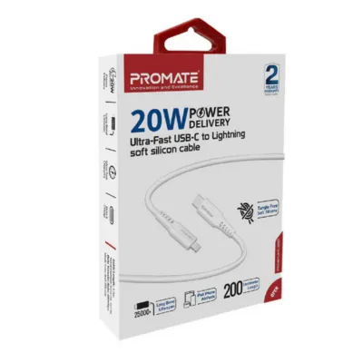 Promate 20W Power Delivery Fast Charging USB-C to Lightning Cable