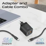 Promate PowerPort-25CC.EU 25W Dual Port Adapter Combo with 60W USB-C Cable