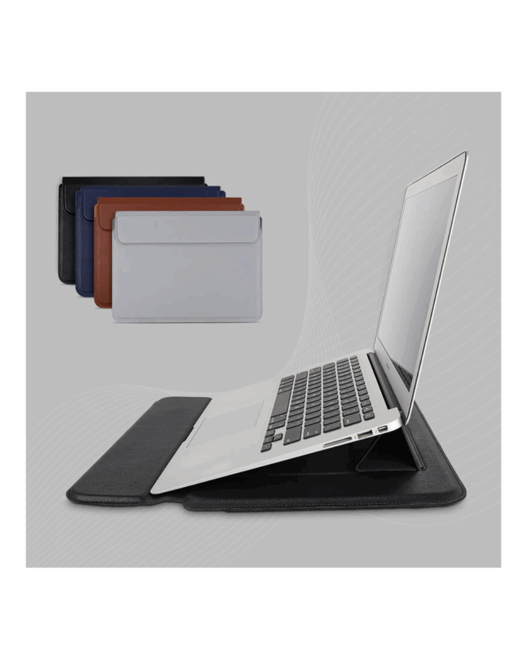 2 in 1 PU Leather Laptop Sleeve with Stand