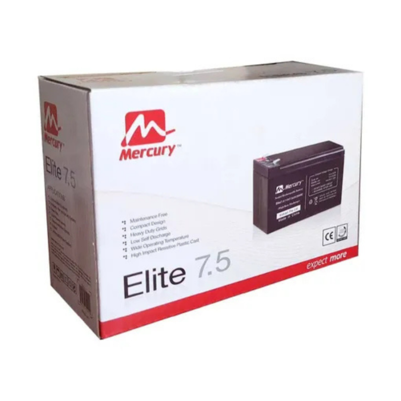 Mercury Elite 7.5 Sealed Lead Acid UPS Battery 7.5AH/12V (2.3 KG)