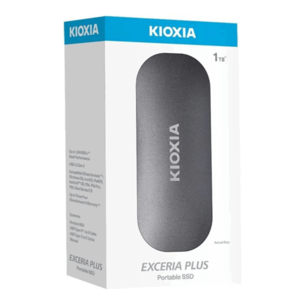 Kioxia Exceria Plus 1TB Portable SSD, 1050MB/s Read Speed, 1000MB/s Write Speed