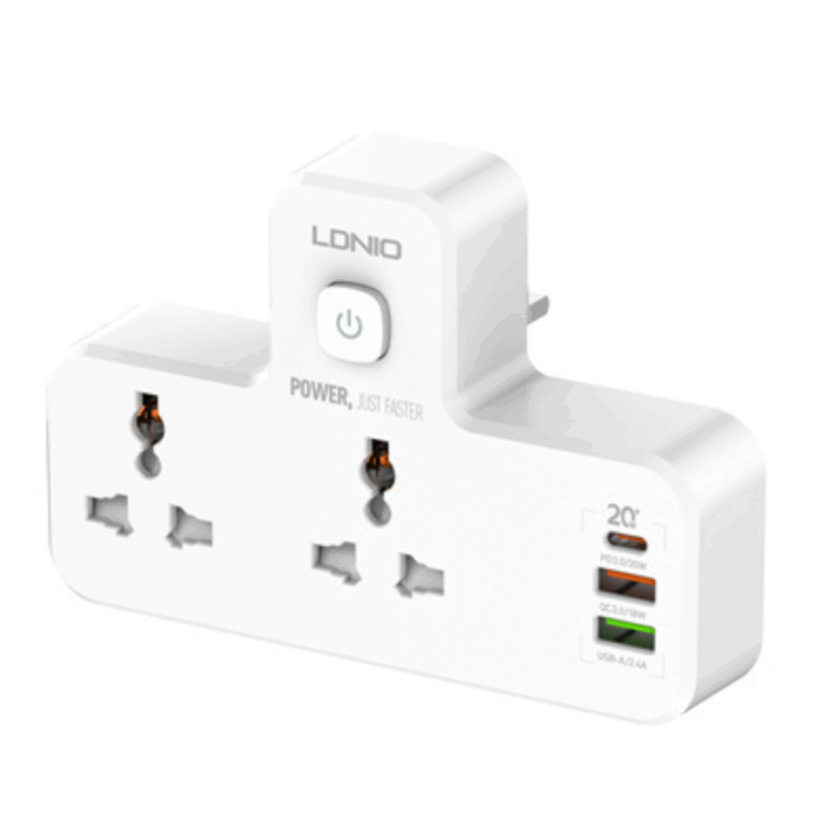 LDNIO SC2311 3-Port USB Charger Extension 2 Sockets Power Strip 20W