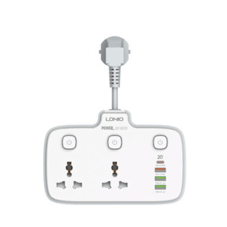 LDNIO SC2413 2 Universal Outlets Wall Power Socket 2500W With 1PD