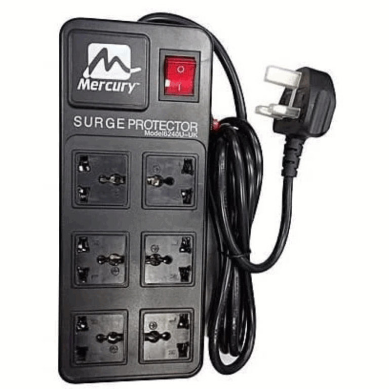 Mercury Surge Power Extension Socket 6240u 1.8m Cable, 6 Universal Socket