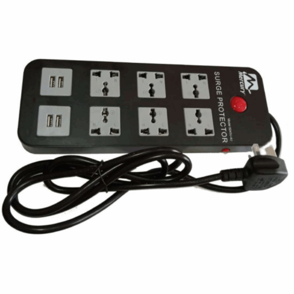 Mercury Surge Power Extension Socket 6240u 1.8m Cable, 6 Universal Socket