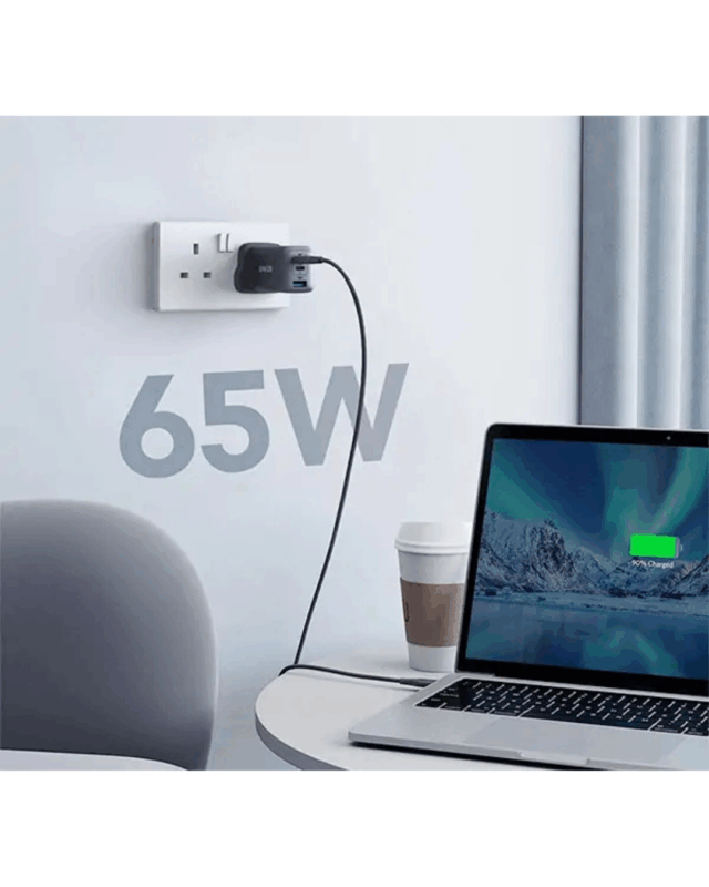 Anker PowerPort III 3-Port 65W Pod – High Speed USB-C Charger – A2667K14 – Black