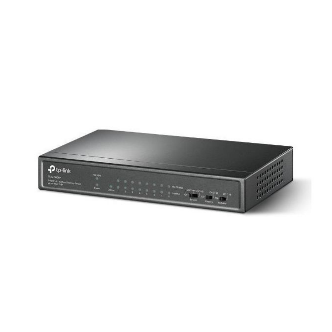TP Link 9-Port 10/100Mbps Desktop Switch with 8-Port PoE+ -TL-SF1009P TP Link 9-Port 10/100Mbps Desktop Switch with 8-Port PoE+ -TL-SF1009P
