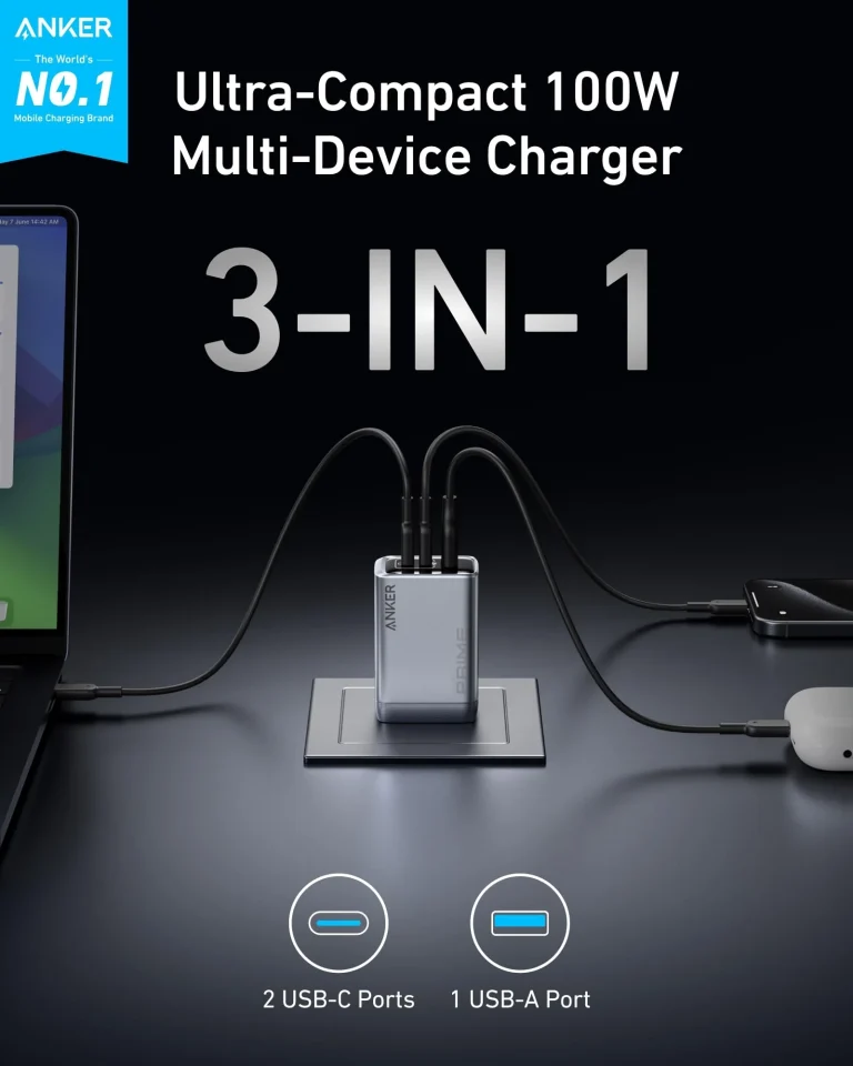 Anker Prime Charger 100W 3 Ports GaNPrime