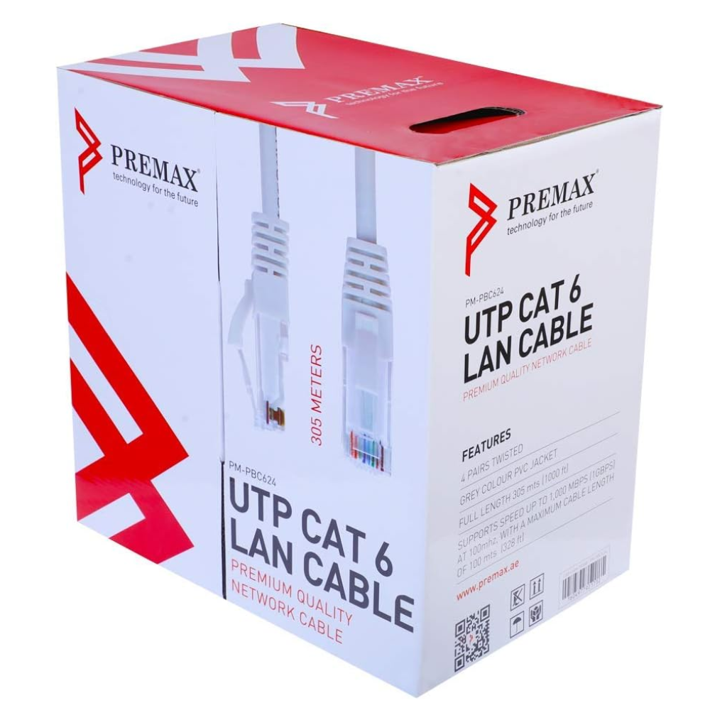 Premax Cat 6 Network Cable 305 Metres PM-PBC624 Premax Cat 6 Network Cable 305 Metres PM-PBC624