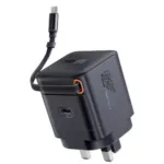 Promate Cubix-R65 65W GanFast Adapter with Retractable USB-C Cable