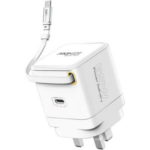 Promate Cubix-R65 65W GanFast Adapter with Retractable USB-C Cable