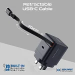 Promate Cubix-R65 65W GanFast Adapter with Retractable USB-C Cable