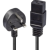 UK 3 Pin Plug to IEC C19 Power Cable