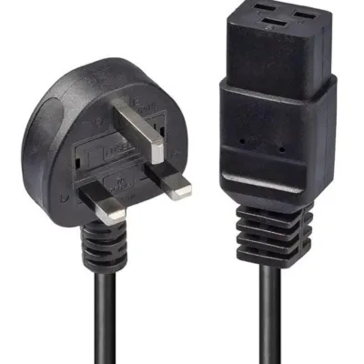 UK 3 Pin Plug to IEC C19 Power Cable