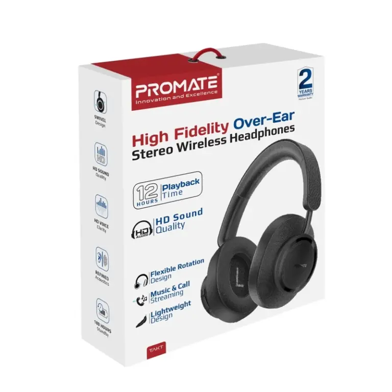 Promate High Fidelity Over-Ear Stereo Wireless Headphones