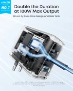Anker Charger (100W, 3-Ports, Smart Display) with USB-C Cable