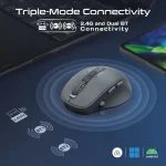 Promate Blix-3M.Black Silent-Click Triple-Mode Rechargeable Mouse