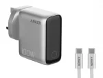 Anker Charger (100W, 3-Ports, Smart Display) with USB-C Cable