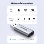 UGREEN CM383 USB-A to 3.5mm Audio Jack Sound Adapter