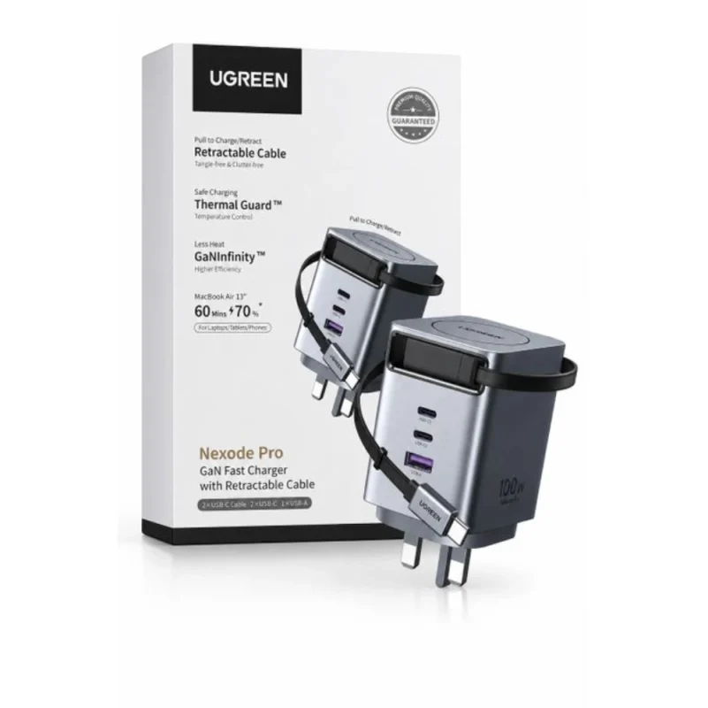 UGREEN Nexode Pro 100W GaN Pro Fast Charger with Retractable Cable X616